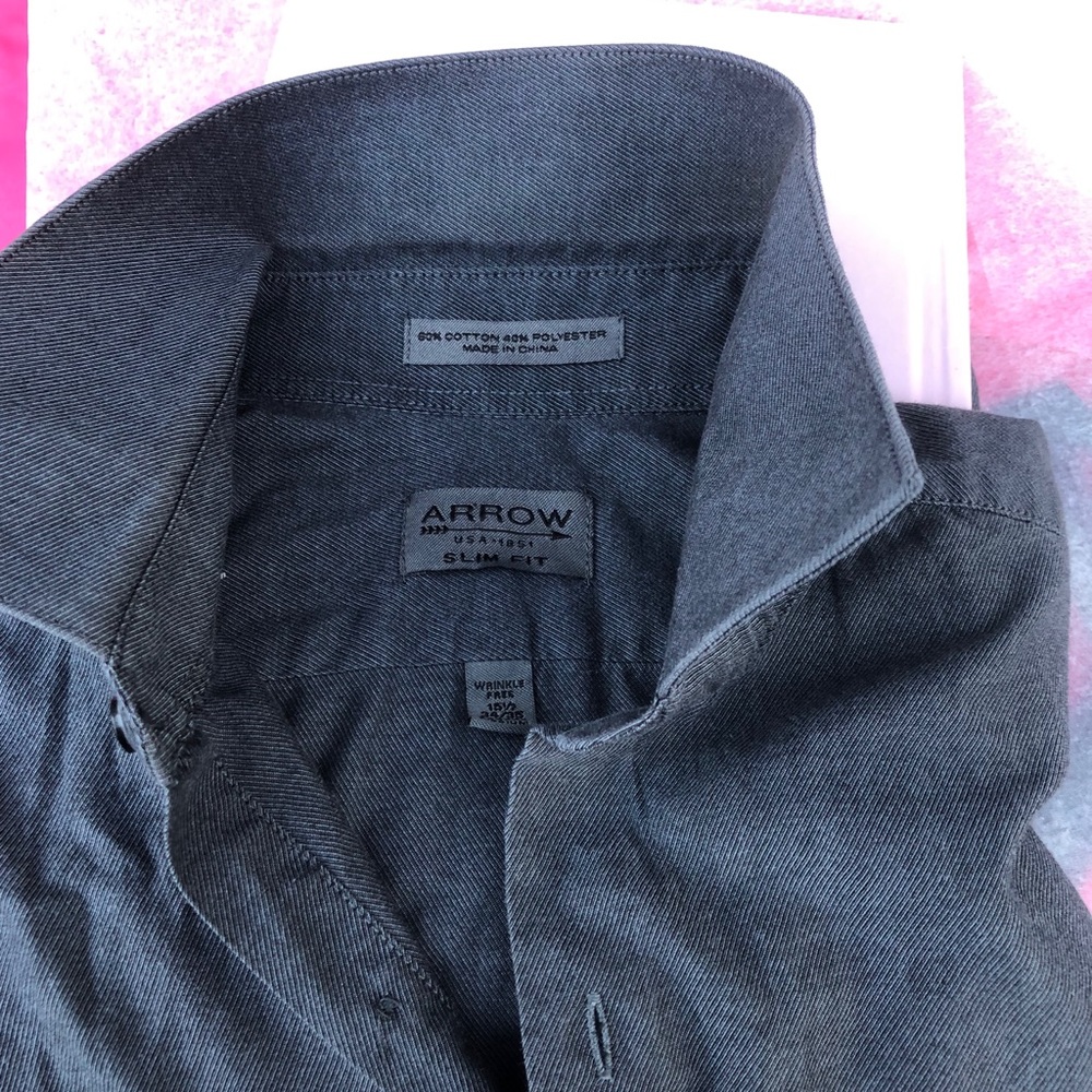 Arrow 15.5, 34/35 Grey Dress Shirt